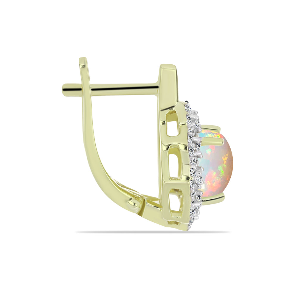 Kullatut hopeat Korvakorut Etiopialaisella Lega Dembi Opaalilla ja Valkoisella Topaasilla 2 