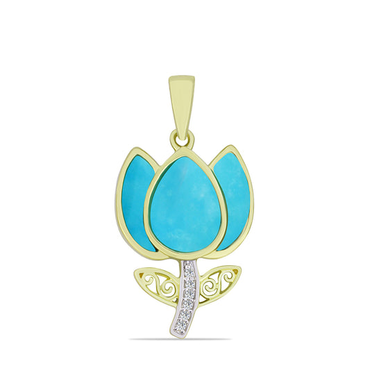 Kullattu hopeaRiipus Ruususen Turkoosilla ja Valkoisella Topaasilla