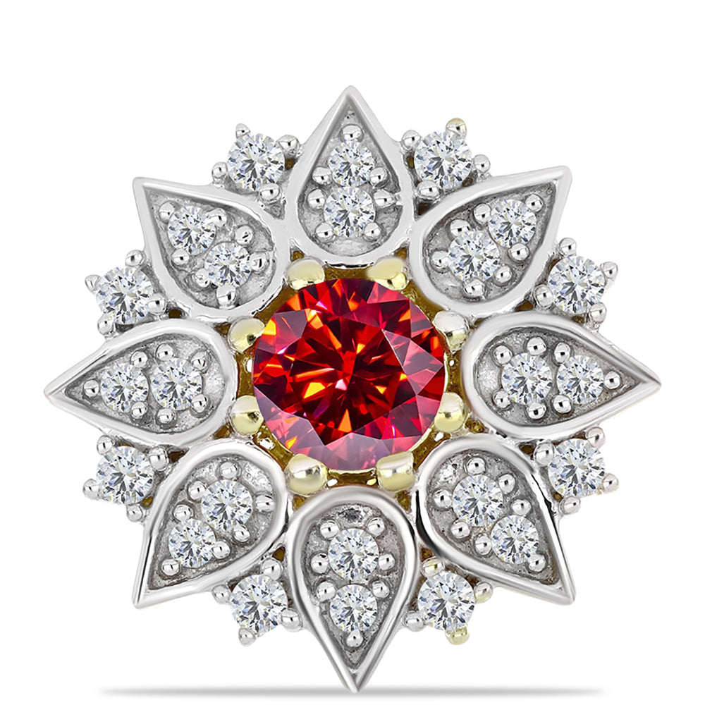 Kullattu hopeaRintaneula Majesteettinen Rouge Moissanite ja Valkoisella Topaasilla 1 
