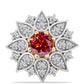 Kullattu hopeaRintaneula Majesteettinen Rouge Moissanite ja Valkoisella Topaasilla