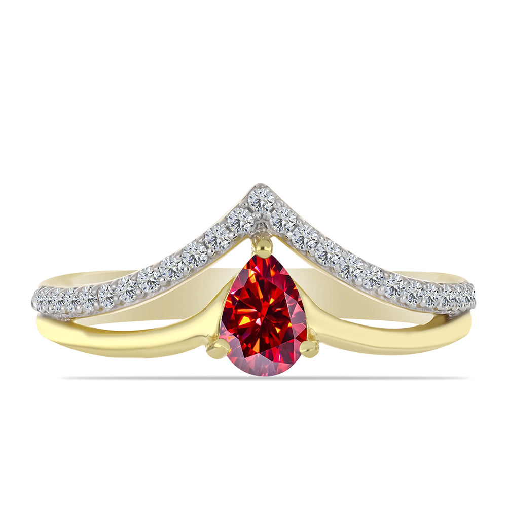 Kullattu hopeaSormus Majesteettinen Rouge Moissanite ja Valkoisella Topaasilla 1 