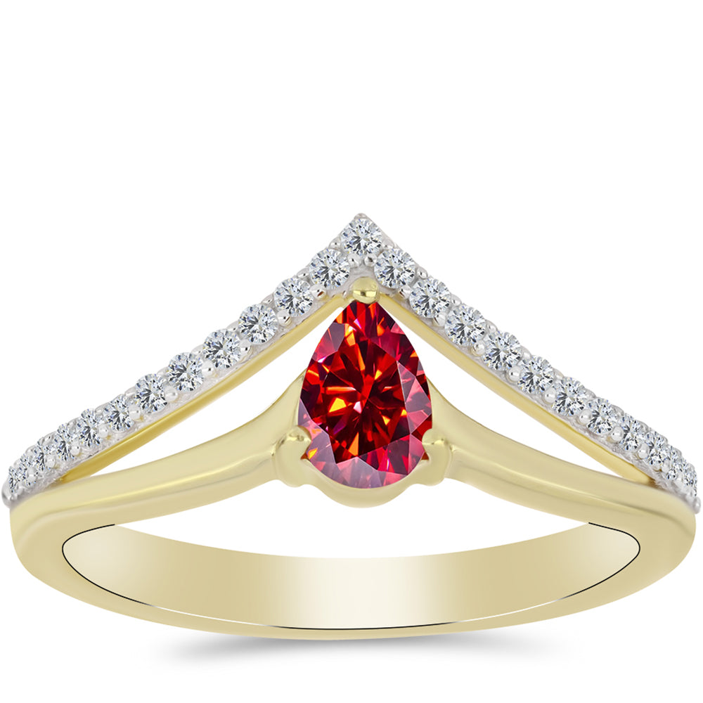 Kullattu hopeaSormus Majesteettinen Rouge Moissanite ja Valkoisella Topaasilla 3 