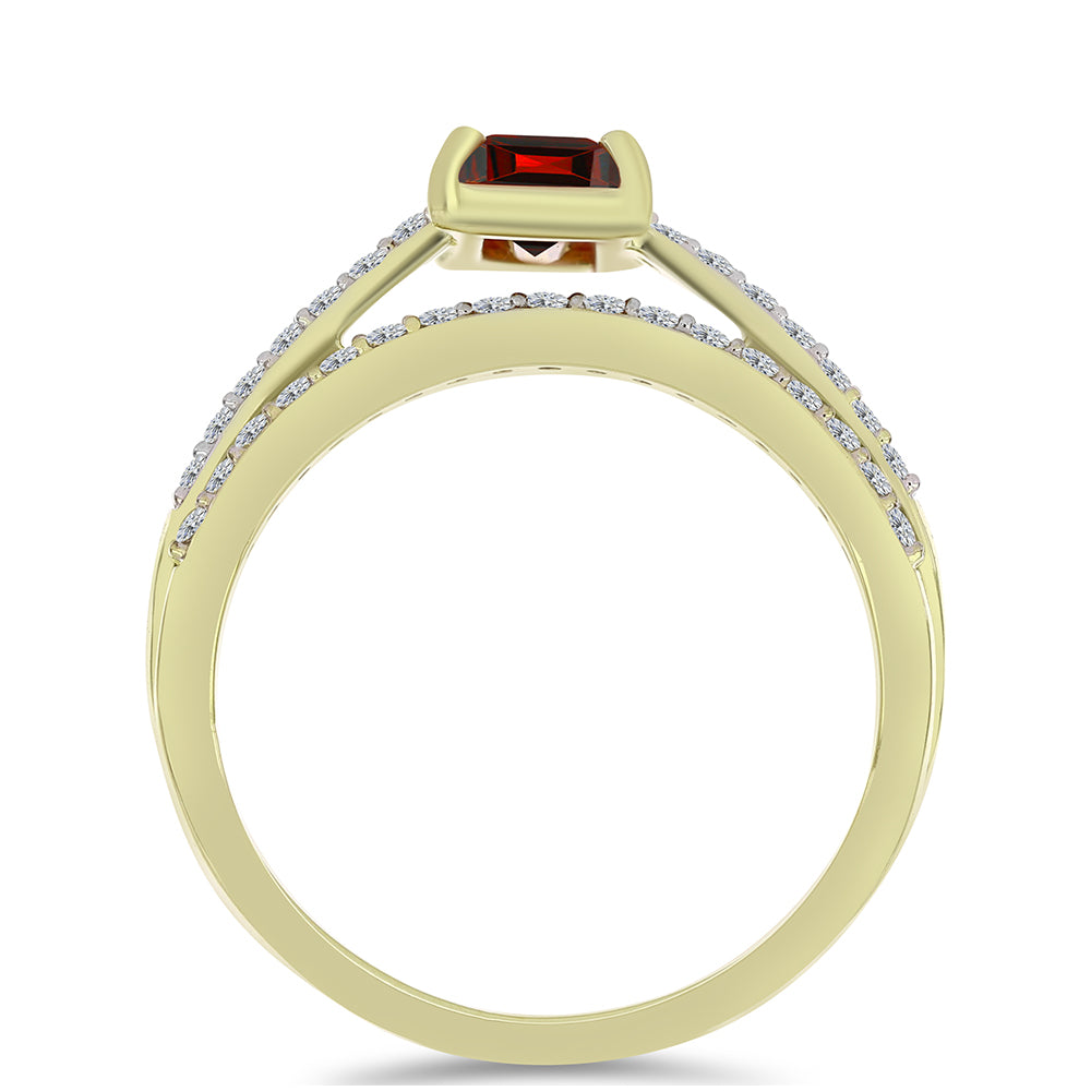 Kullattu hopeaSetti Majesteettinen Rouge Moissanite ja Valkoisella Topaasilla ( Sormus ) 2 