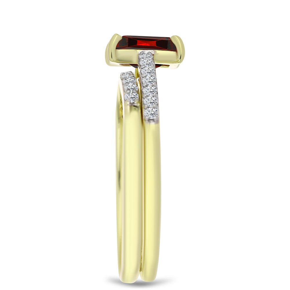 Kullattu hopeaSetti Majesteettinen Rouge Moissanite ja Valkoisella Topaasilla ( Sormus ) 4 