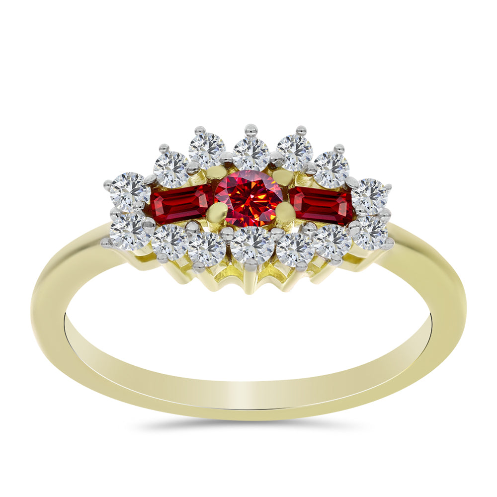 Kullattu hopeaSormus Majesteettinen Rouge Moissanite ja Valkoisella Topaasilla 3 