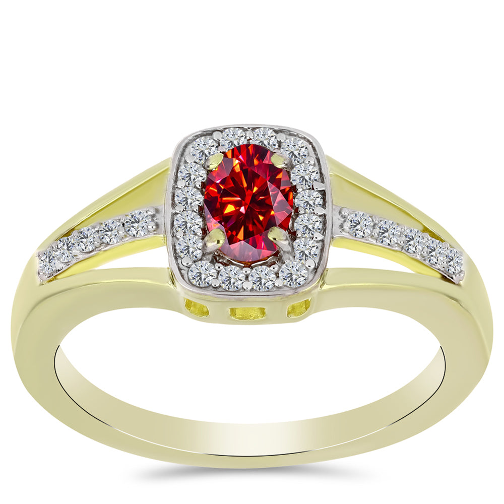 Kullattu hopeaSormus Majesteettinen Rouge Moissanite ja Valkoisella Topaasilla 3 