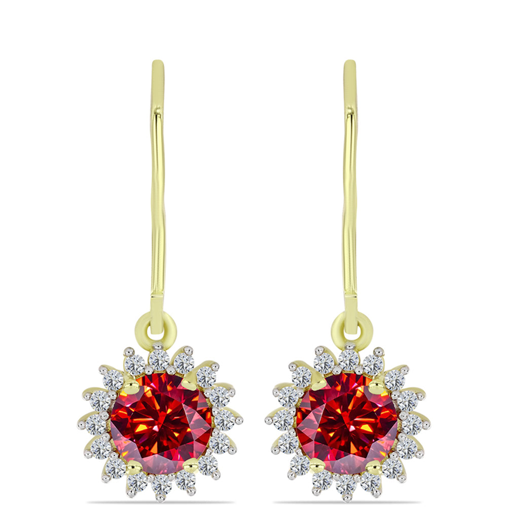Kullatut hopeat Korvakorut Majesteettinen Rouge Moissanite ja Valkoisella Topaasilla