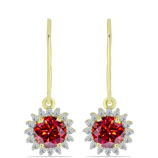 Kullatut hopeat Korvakorut Majesteettinen Rouge Moissanite ja Valkoisella Topaasilla