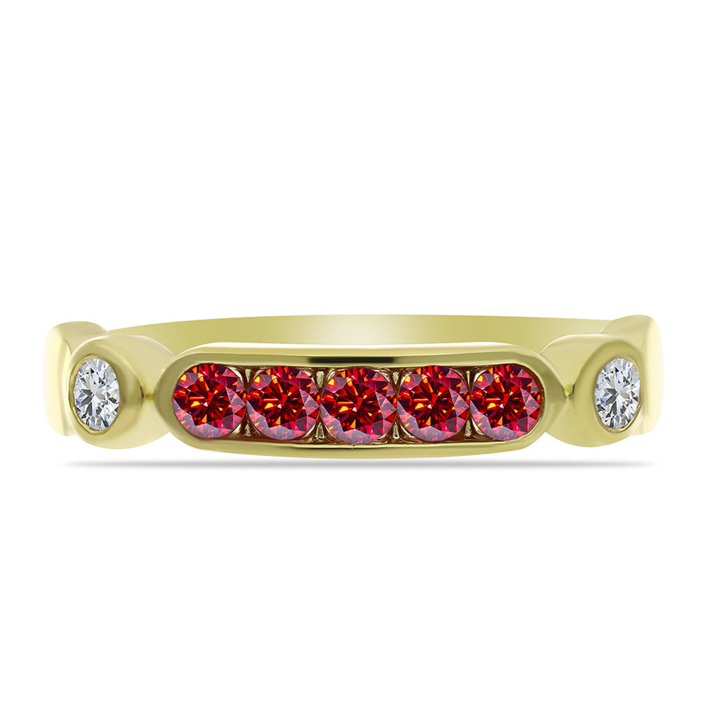 Kullattu hopeaSormus Majesteettinen Rouge Moissanite ja Valkoisella Topaasilla 1 