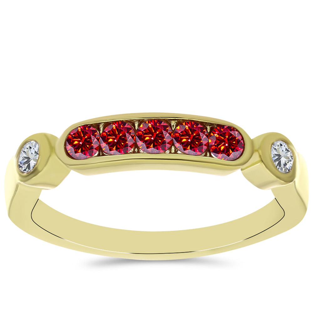 Kullattu hopeaSormus Majesteettinen Rouge Moissanite ja Valkoisella Topaasilla 3 