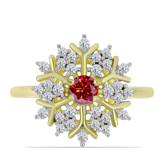 Kullattu hopeaSormus Majesteettinen Rouge Moissanite ja Valkoisella Topaasilla