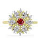 Kullattu hopeaSormus Majesteettinen Rouge Moissanite ja Valkoisella Topaasilla