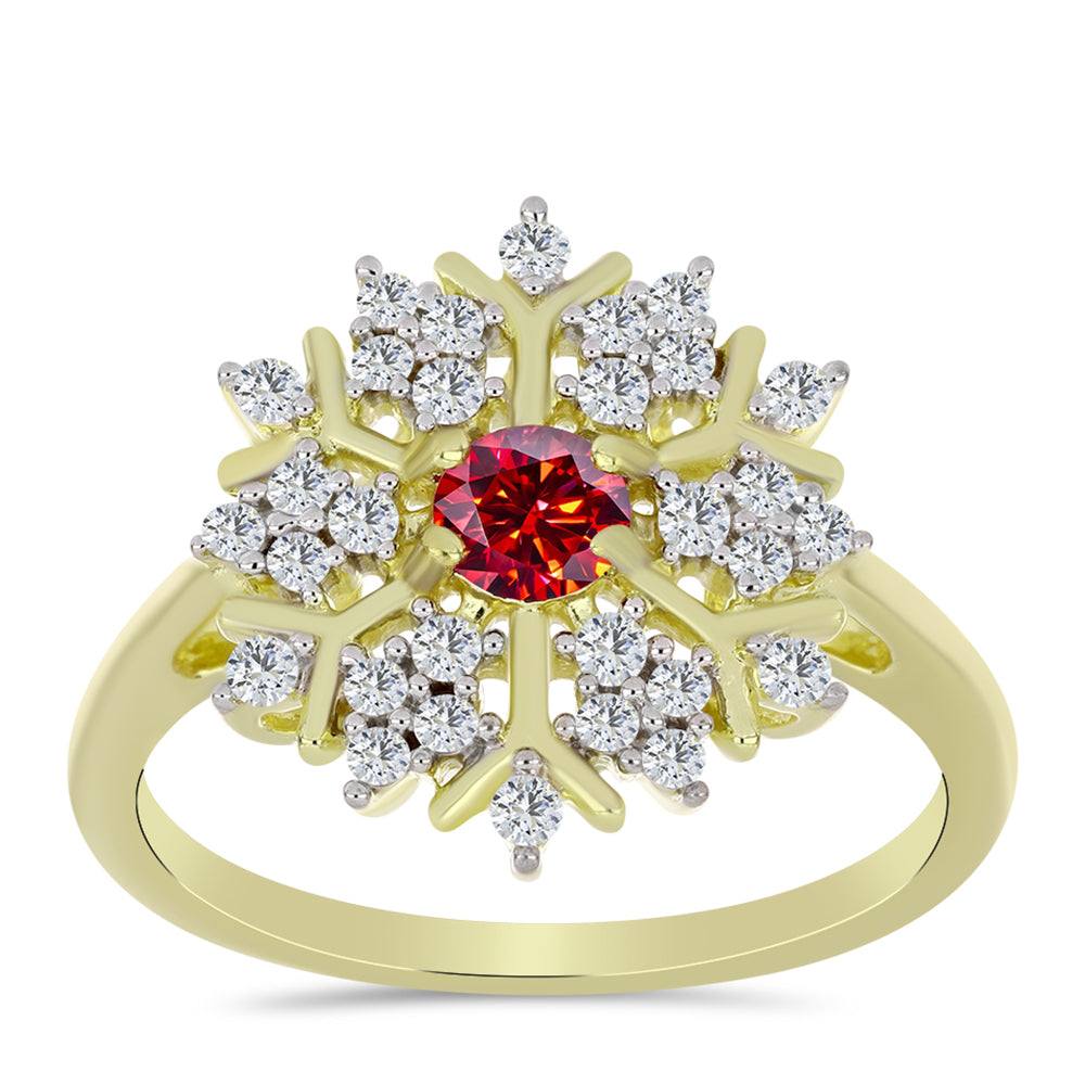 Kullattu hopeaSormus Majesteettinen Rouge Moissanite ja Valkoisella Topaasilla 3 