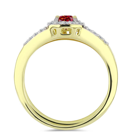 Kullattu hopeaSormus Majesteettinen Rouge Moissanite ja Valkoisella Topaasilla