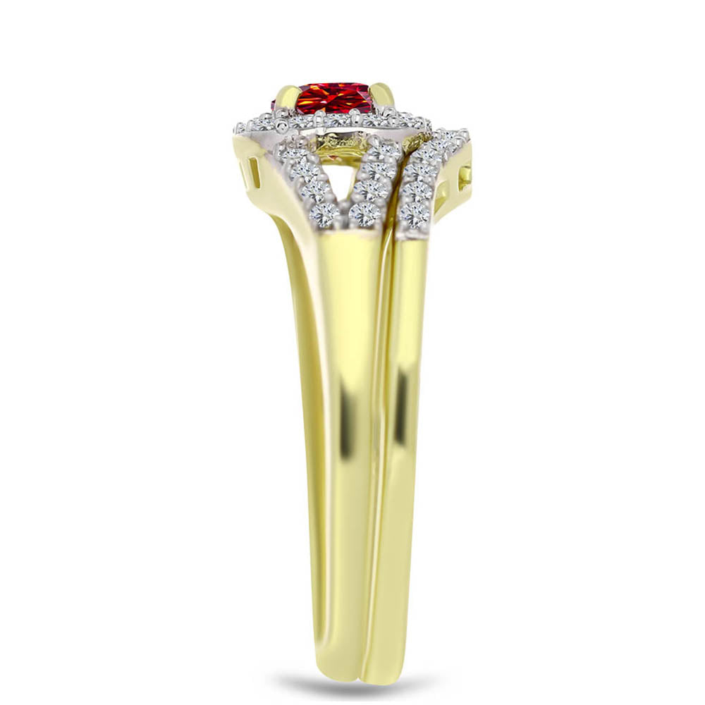 Kullattu hopeaSormus Majesteettinen Rouge Moissanite ja Valkoisella Topaasilla 4 