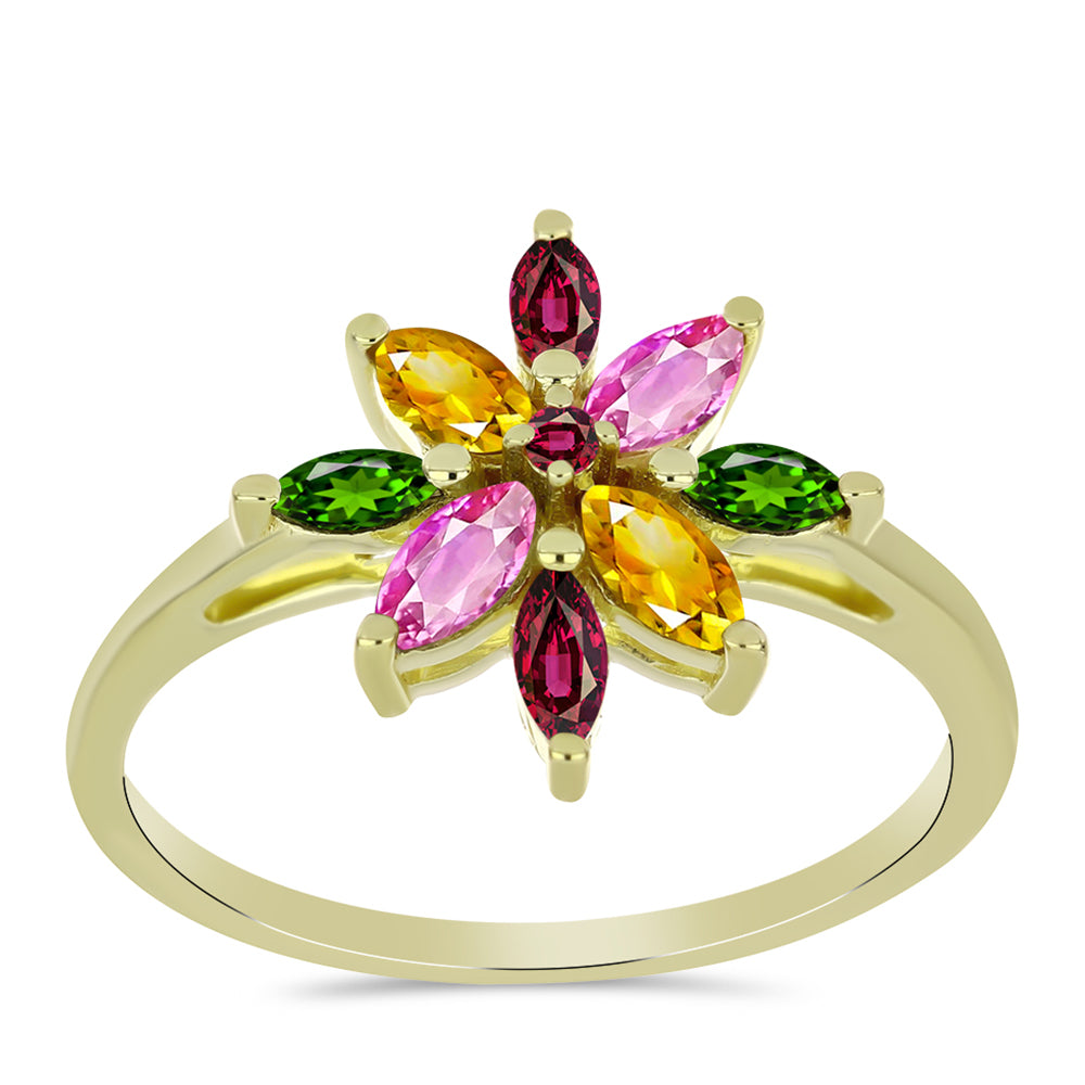 Kullattu hopeaSormus Chakra Turmaliinilla