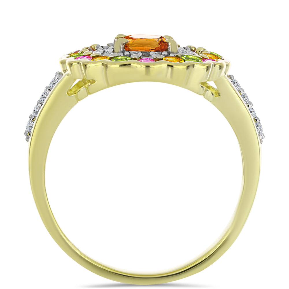 Kullattu hopeaSormus Chakra Turmaliinilla ja Valkoisella Topaasilla 2 