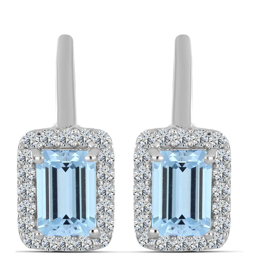 HopeaKorvakorut Embun Osavaltion Akvamariinilla ja Valkoisella Topaasilla