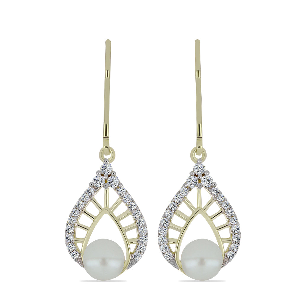 Kullatut hopeat Korvakorut Makeanveden Valkoisella Helmellä ja Valkoisella Topaasilla 1 