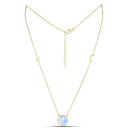 Kullattu hopeaKaulakoru Sateenkaarikuukivellä