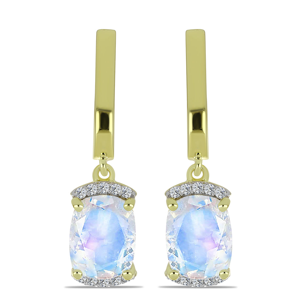 Kullatut hopeat Korvakorut Sateenkaarikuukivellä ja Valkoisella Topaasilla