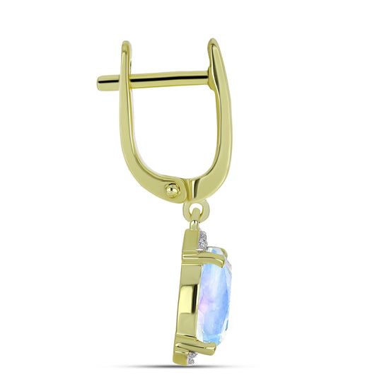 Kullatut hopeat Korvakorut Sateenkaarikuukivellä ja Valkoisella Topaasilla