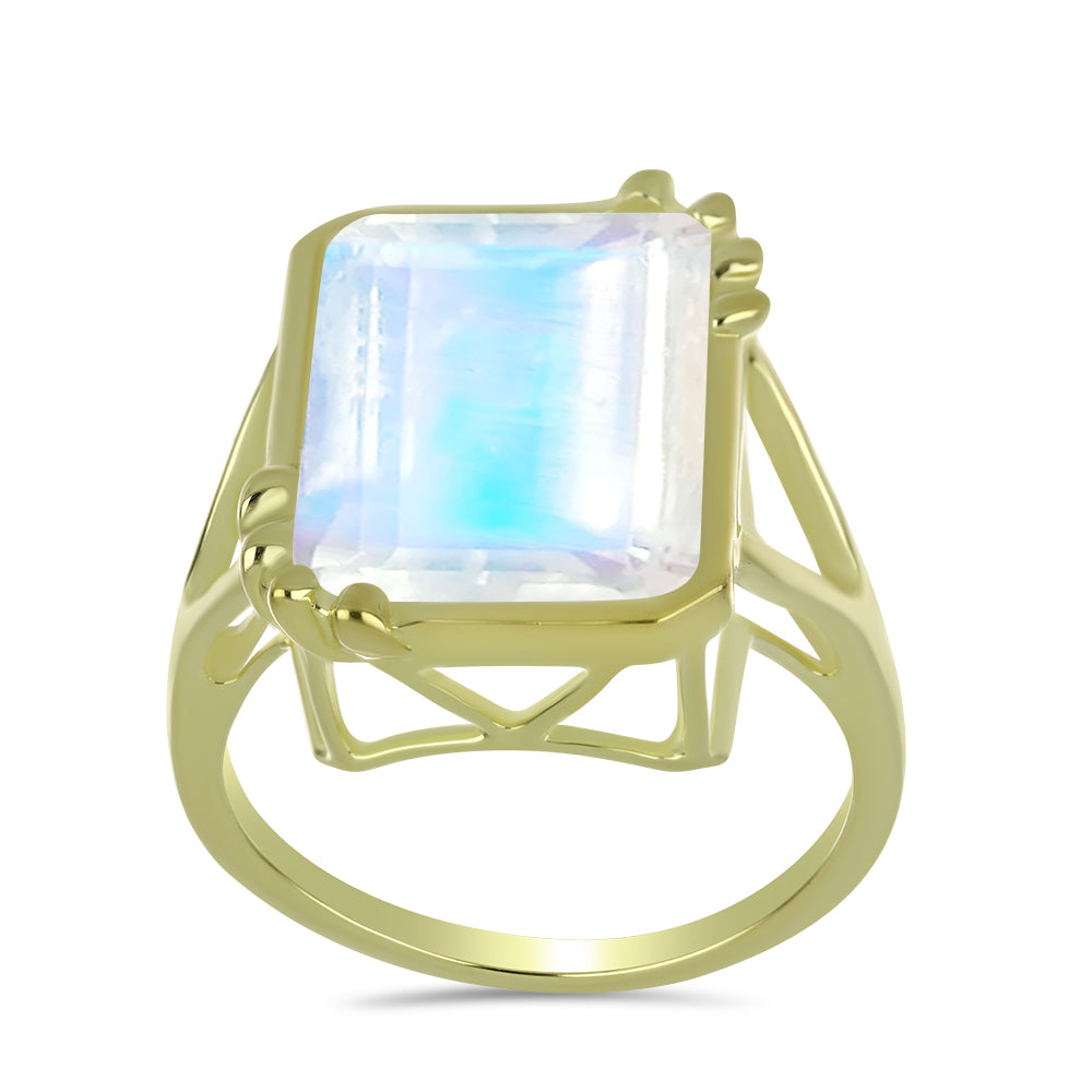 Kullattu hopeaSormus Sateenkaarikuukivellä