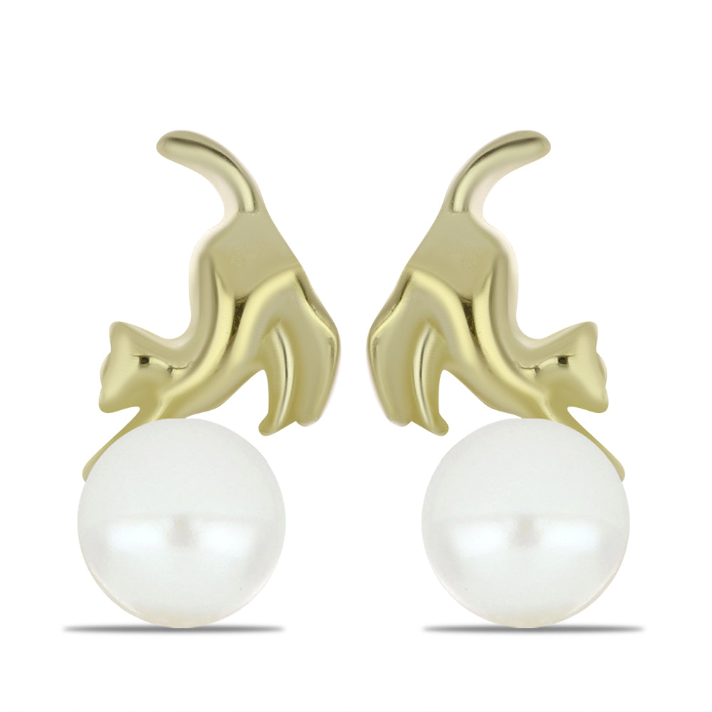 Kullatut hopeat Korvakorut Makeanveden Valkoisella Helmellä 1 