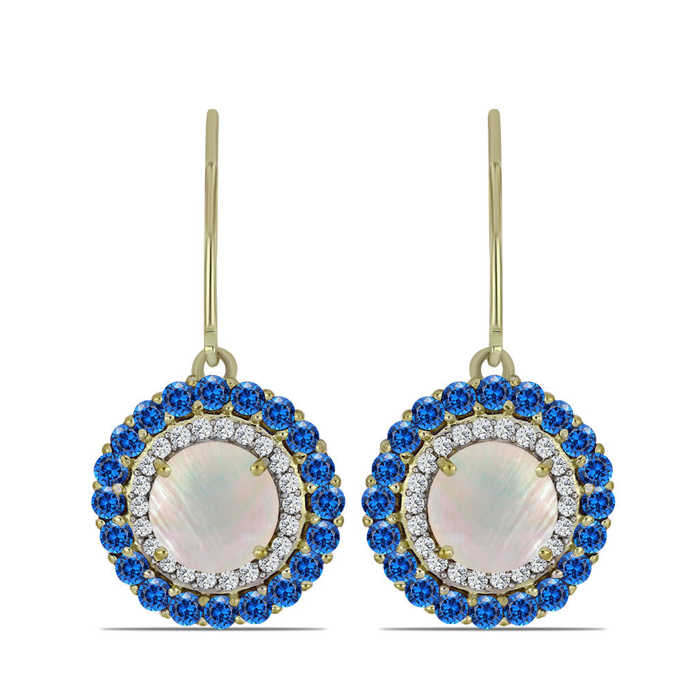 Kullatut hopeat Korvakorut Sateenkaarikuukivellä ja Australialaisella Sinisellä Safiirilla 1 