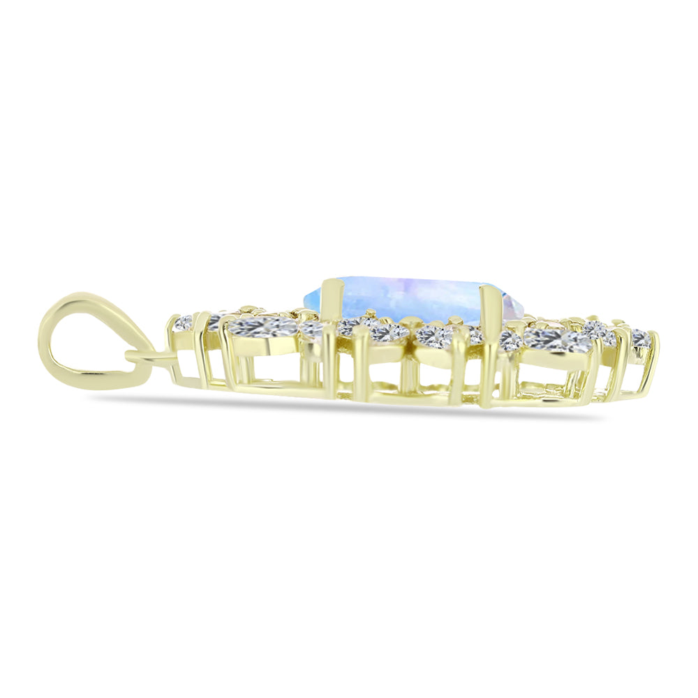 Kullattu hopeaRiipus Sateenkaarikuukivellä ja Valkoisella Zirkonilla 2 