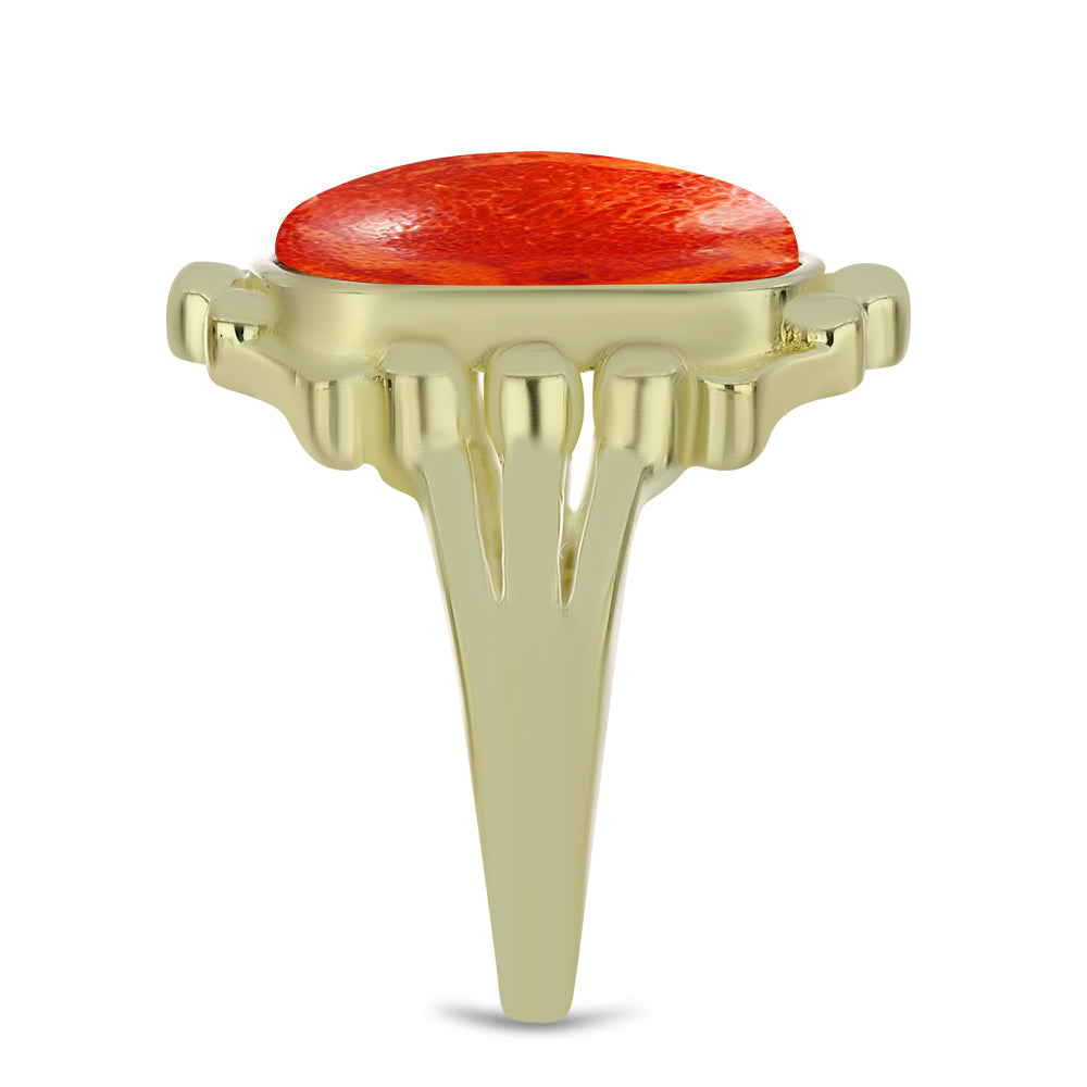 Kullattu hopeaSormus Punaisella Sienikorallilla