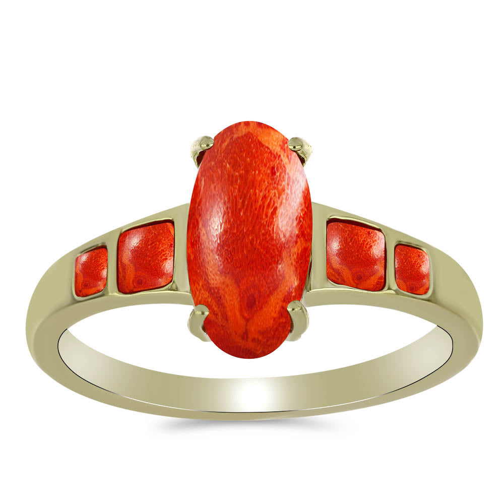 Kullattu hopeaSormus Punaisella Sienikorallilla