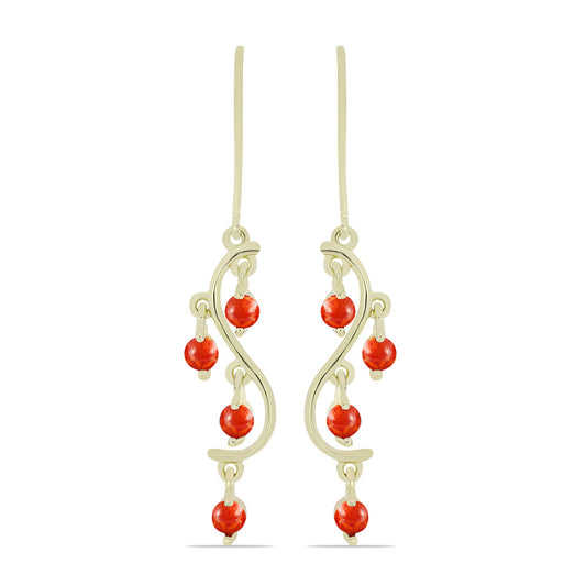 Kullatut hopeat Korvakorut Punaisella Sienikorallilla