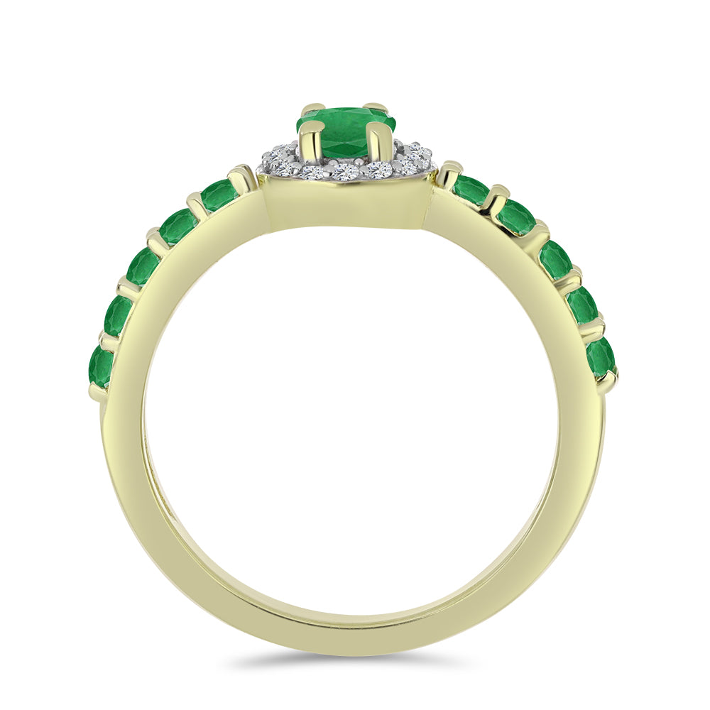 Kullattu hopeaSormus Sambian Smaragdilla ja Valkoisella Topaasilla 2 