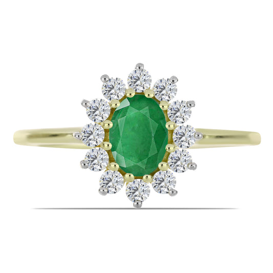 Kullattu hopeaSormus Sambian Smaragdilla ja Valkoisella Topaasilla