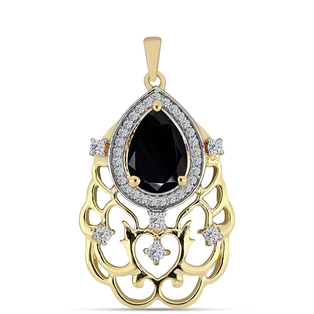 Kullattu hopeaRiipus Mustalla Onyksilla ja Valkoisella Topaasilla