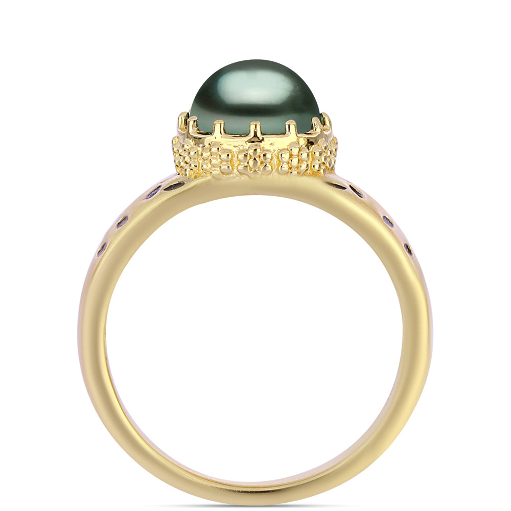 Kullattu hopeaSormus Tahitian vihreä illuusio makeanveden helmi 2 