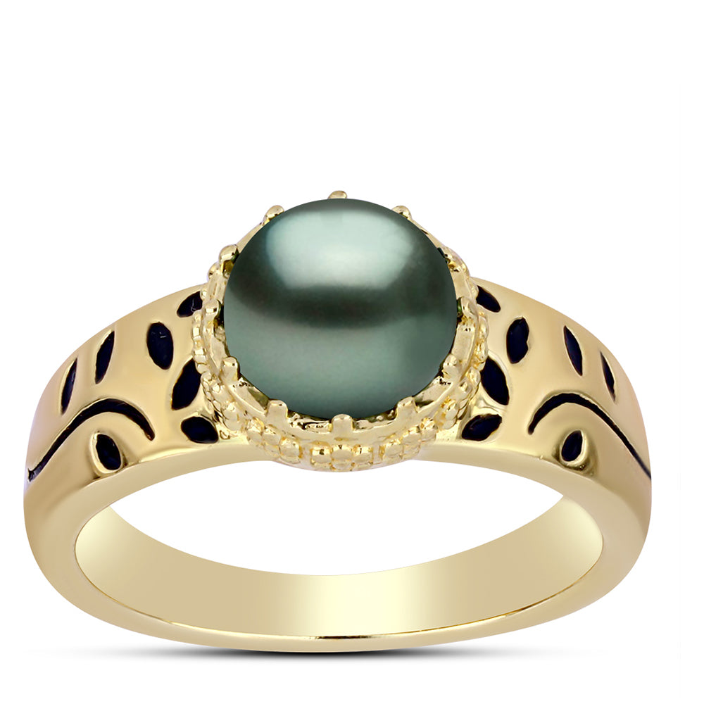 Kullattu hopeaSormus Tahitian vihreä illuusio makeanveden helmi 3 