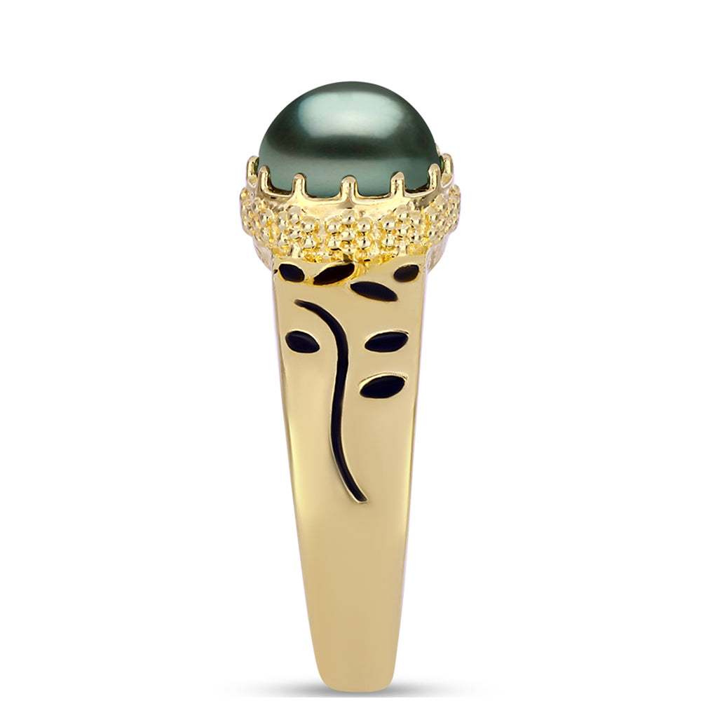 Kullattu hopeaSormus Tahitian vihreä illuusio makeanveden helmi 4 