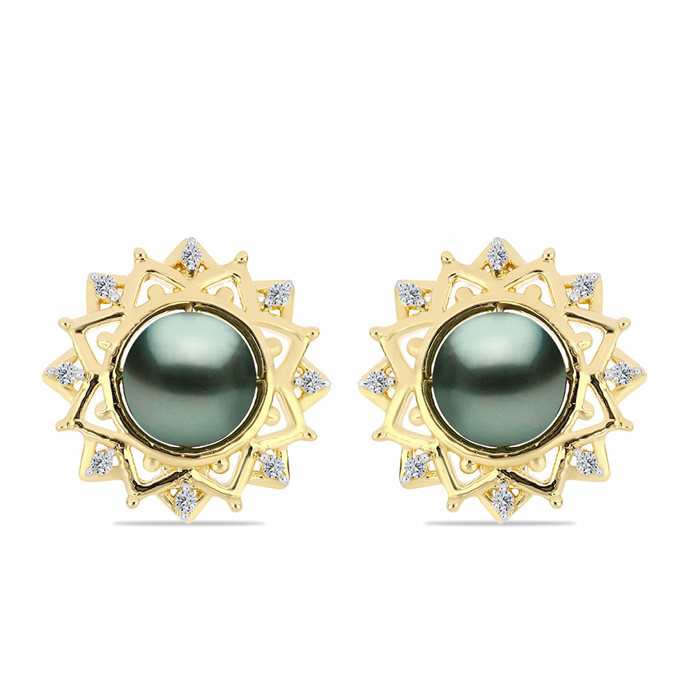 Kullatut hopeat Korvakorut Tahitian vihreä illuusio makeanveden helmi ja Valkoisella Topaasilla 1 