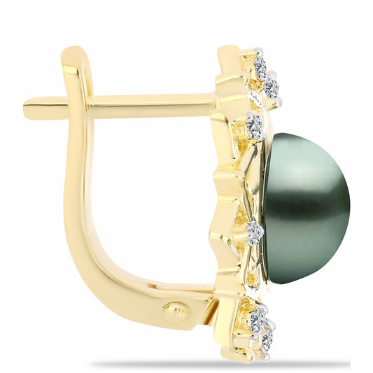 Kullatut hopeat Korvakorut Tahitian vihreä illuusio makeanveden helmi ja Valkoisella Topaasilla