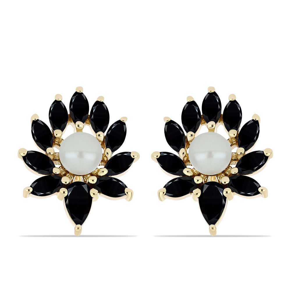 Kullatut hopeat Korvakorut Tahitian vihreä illuusio makeanveden helmi ja Mustalla Onyksilla