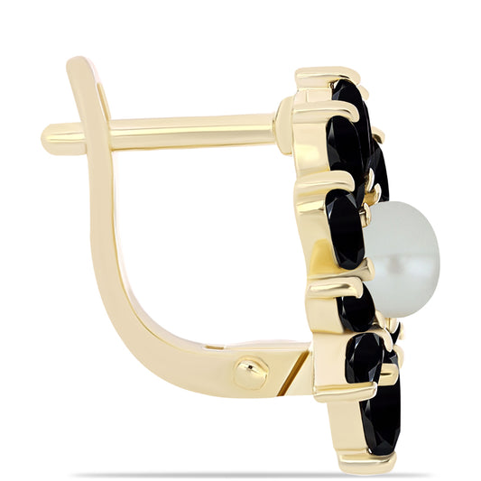 Kullatut hopeat Korvakorut Tahitian vihreä illuusio makeanveden helmi ja Mustalla Onyksilla