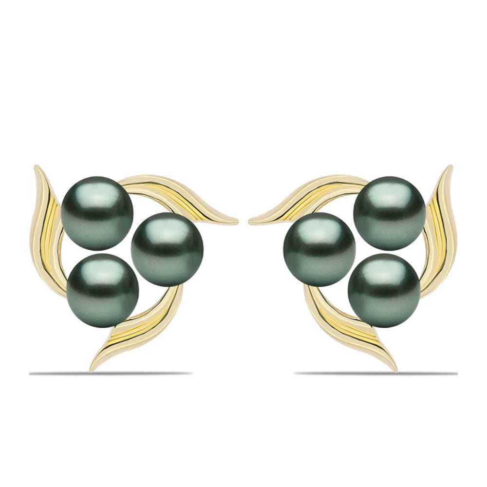 Kullatut hopeat Korvakorut Tahitian vihreä illuusio makeanveden helmi 1 