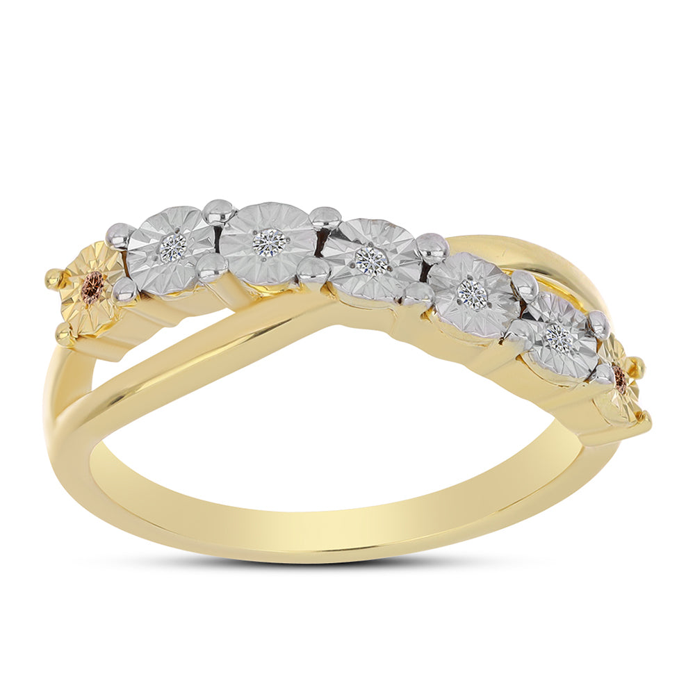 Kullattu hopeaSormus Konjakin Värisellä Timantilla ja Valkoisella Topaasilla 3 