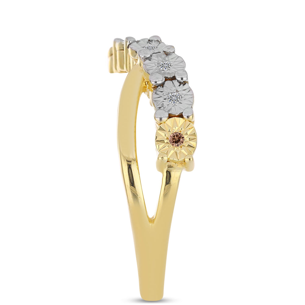 Kullattu hopeaSormus Konjakin Värisellä Timantilla ja Valkoisella Topaasilla 4 