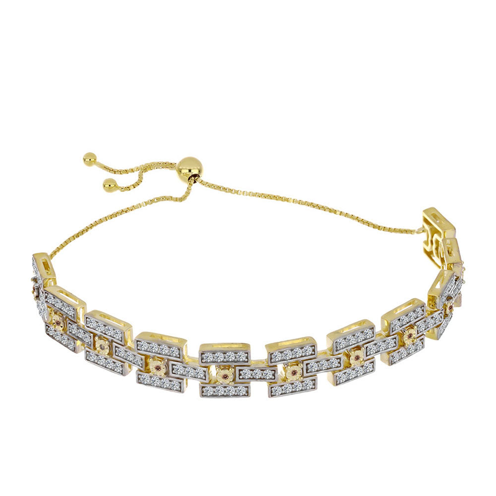 Kullattu hopeaRannekoru Konjakin Värisellä Timantilla ja Valkoisella Topaasilla 1 