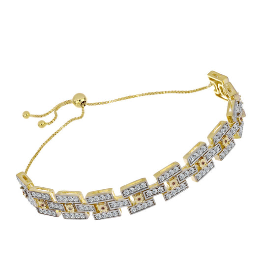 Kullattu hopeaRannekoru Konjakin Värisellä Timantilla ja Valkoisella Topaasilla