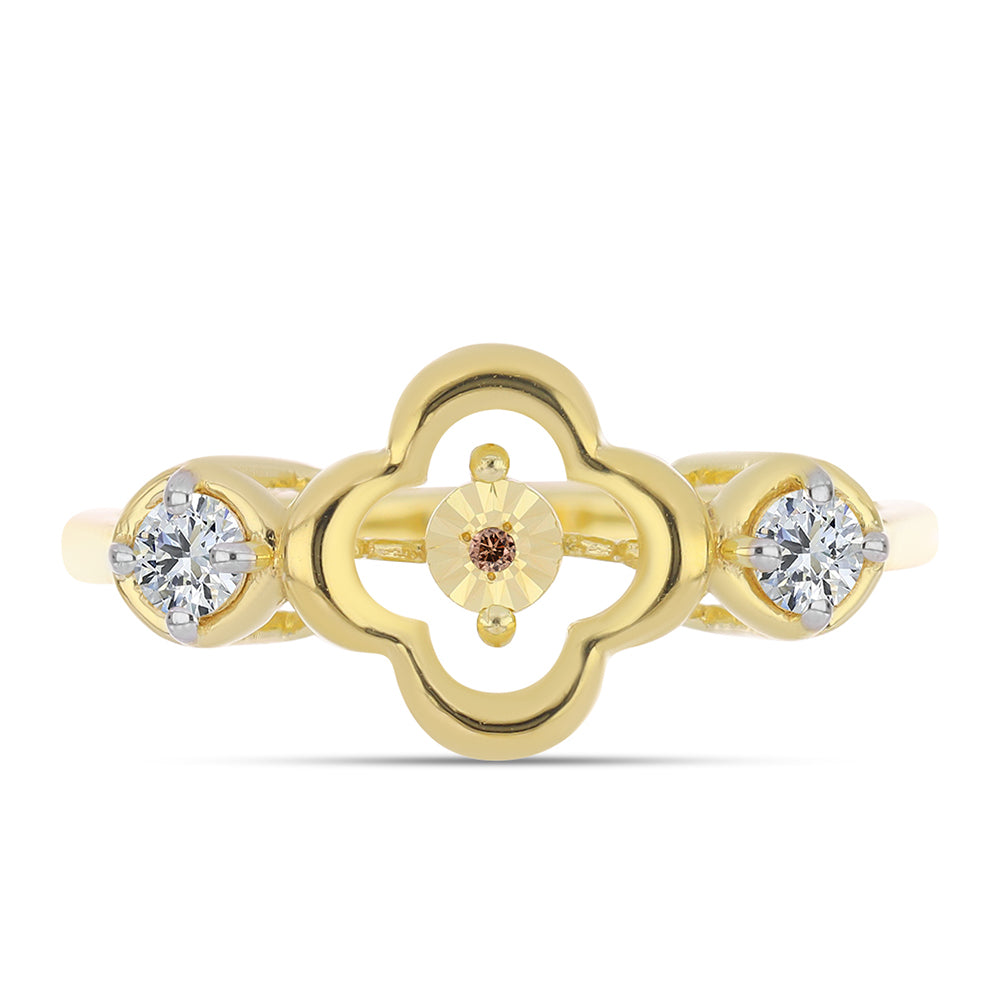 Kullattu hopeaSormus Konjakin Värisellä Timantilla ja Valkoisella Topaasilla