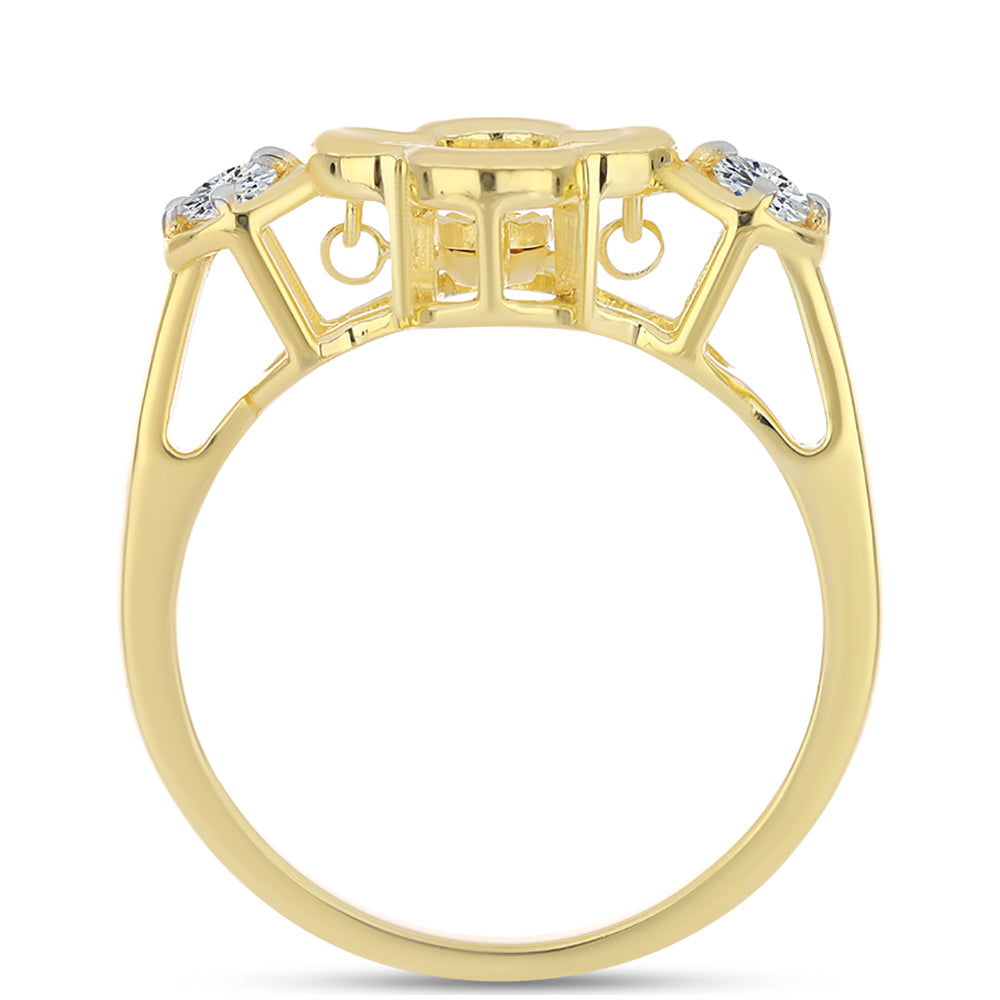 Kullattu hopeaSormus Konjakin Värisellä Timantilla ja Valkoisella Topaasilla